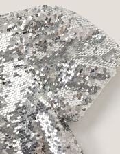 Sequin Puff Sleeve Top, Silver (SILVER), large