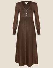 Metallic Statement Button Dress, Gold (GOLD), large