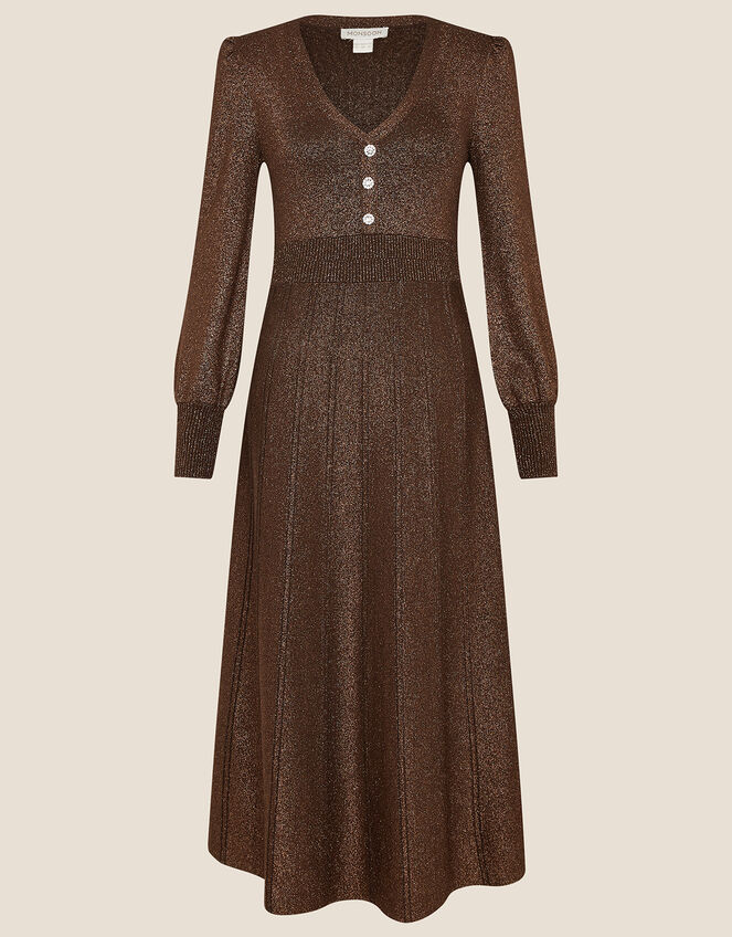 Metallic Statement Button Dress, Gold (GOLD), large
