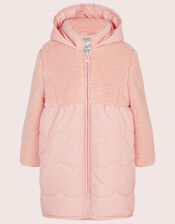 Borg Scallop Coat, Pink (PALE PINK), large