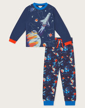Glow In The Dark Space Pyjamas , Blue (NAVY), large
