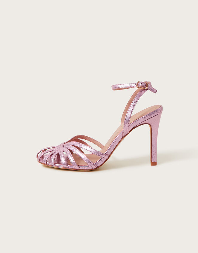Caged Metallic Heels, Pink (PINK), large