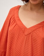 Kallie Dobby Blouse, Orange (ORANGE), large