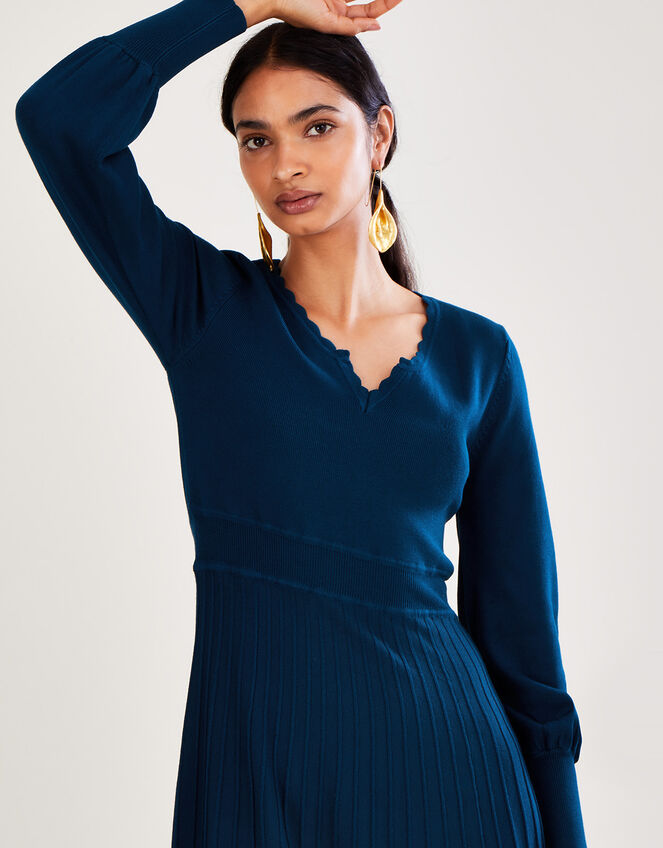 V Neck Midi Dress in LENZING™ ECOVERO™ , PEACOCK, large