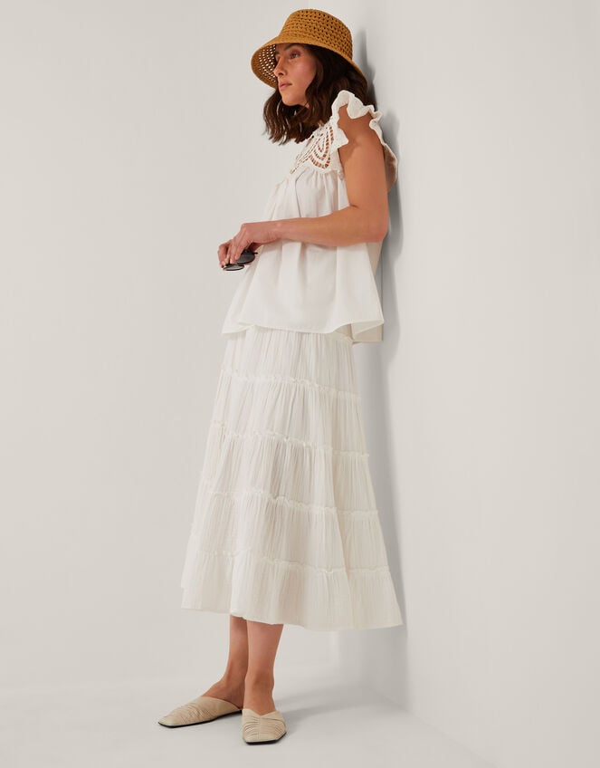 Zadie Broderie Frill Top, White (WHITE), large