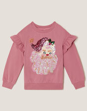 Sequin Santa Christmas Sweatshirt, Pink (PINK), large