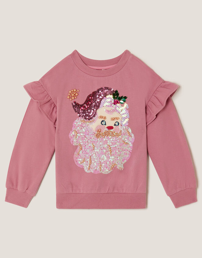 Sequin Santa Christmas Sweatshirt, Pink (PINK), large