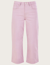Wide Leg Crop Denim Trousers, Purple (LILAC), large