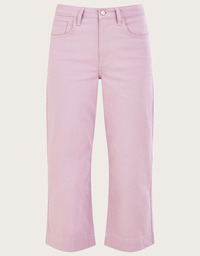 Wide Leg Crop Denim Trousers, Purple (LILAC), large