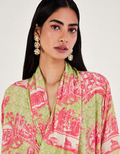 One Hundred Stars Ancient Columns Print Dress, Pink (PINK), large