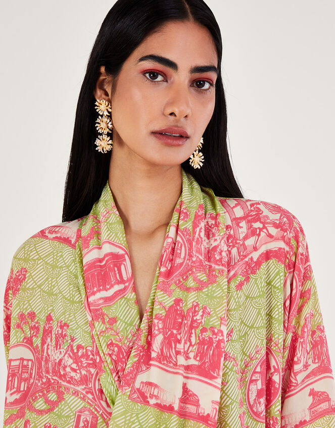 One Hundred Stars Ancient Columns Print Dress, Pink (PINK), large