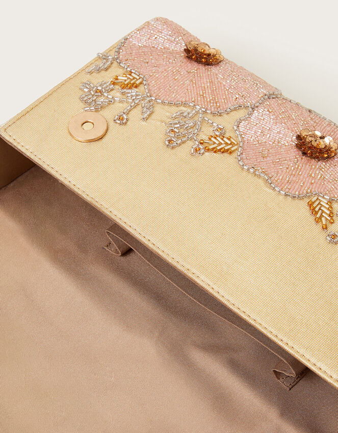 Flower Beaded Clutch Bag, , large