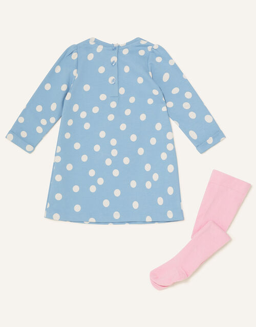 Baby Squirrel Sweat Dress and Tights, Blue (BLUE), large