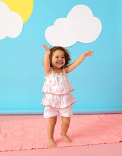 Baby Tiered Butterfly Print Playsuit , White (WHITE), large