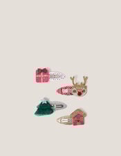 4-Pack Christmas Glitter Hair Clips, , large