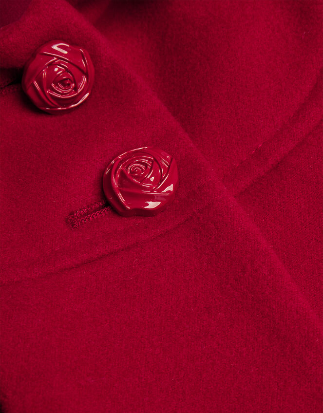 Baby Rose Hem Pleated Coat with Hood	, Red (RED), large