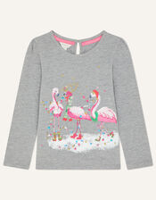 Flamingo Jersey Top, Grey (GREY), large