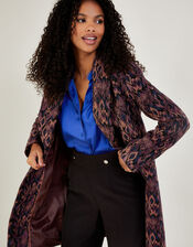 Joannie Metallic Jacquard Artisan Coat, Purple (PURPLE), large