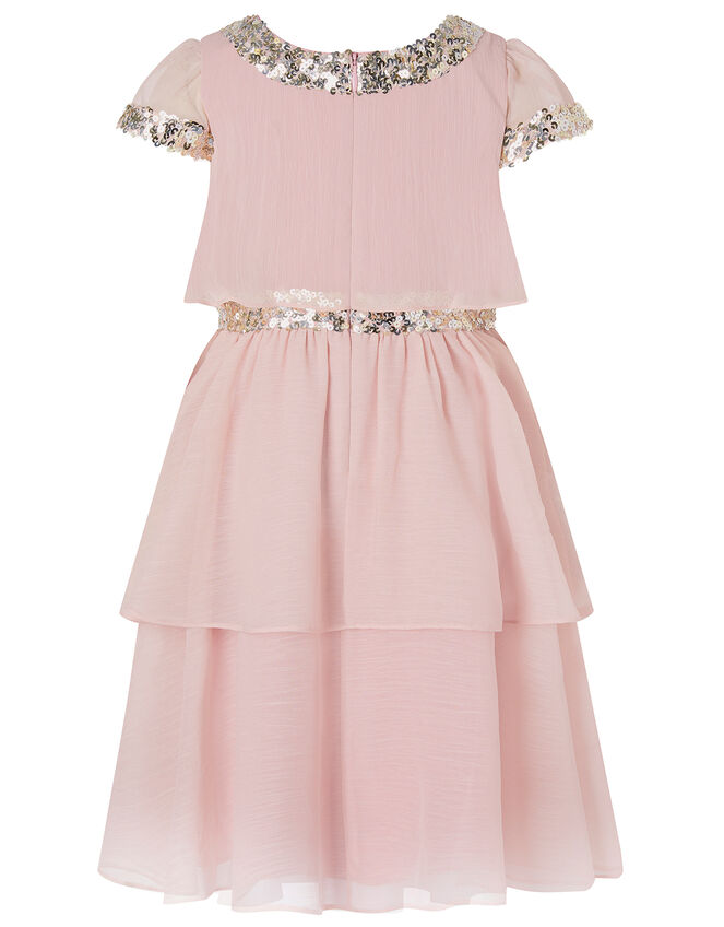 Sequin Chiffon Tiered Dress, Pink (PINK), large