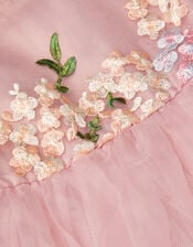 Baby Floral Embroidered Organza Party Dress, Pink (DUSKY PINK), large