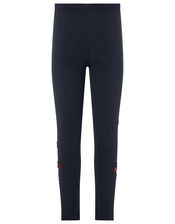 Heart Sequin Embellished Leggings, Blue (NAVY), large
