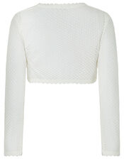 Gracie Shimmer Cropped Cardigan, Ivory (IVORY), large