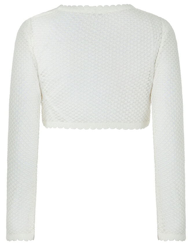 Gracie Shimmer Cropped Cardigan, Ivory (IVORY), large