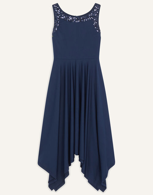Annie Soft Hanky Hem Prom Dress, Blue (NAVY), large