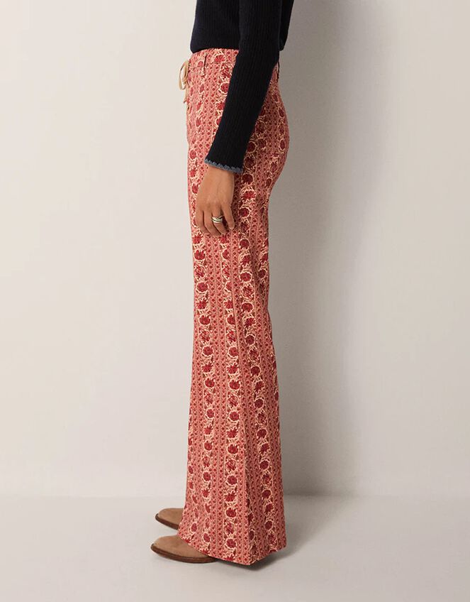 Maison Hotel Calypso Floral Flare Trousers, Orange (CORAL), large