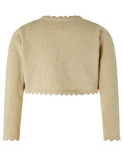 Baby Niamh Cropped Sparkle Knitted Cardigan, Gold (GOLD), large