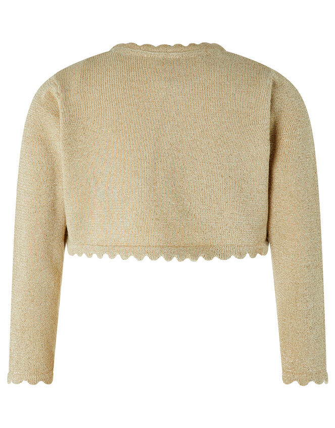 Baby Niamh Cropped Sparkle Knitted Cardigan, Gold (GOLD), large