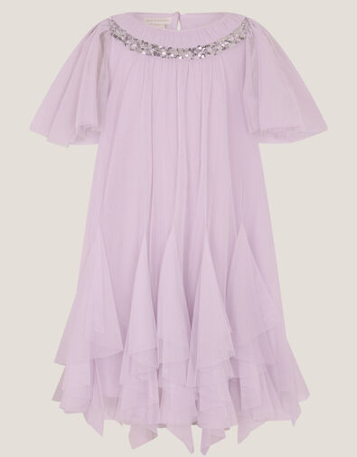 Nessa Sparkle Collar Waterfall Dress, Purple (LILAC), large