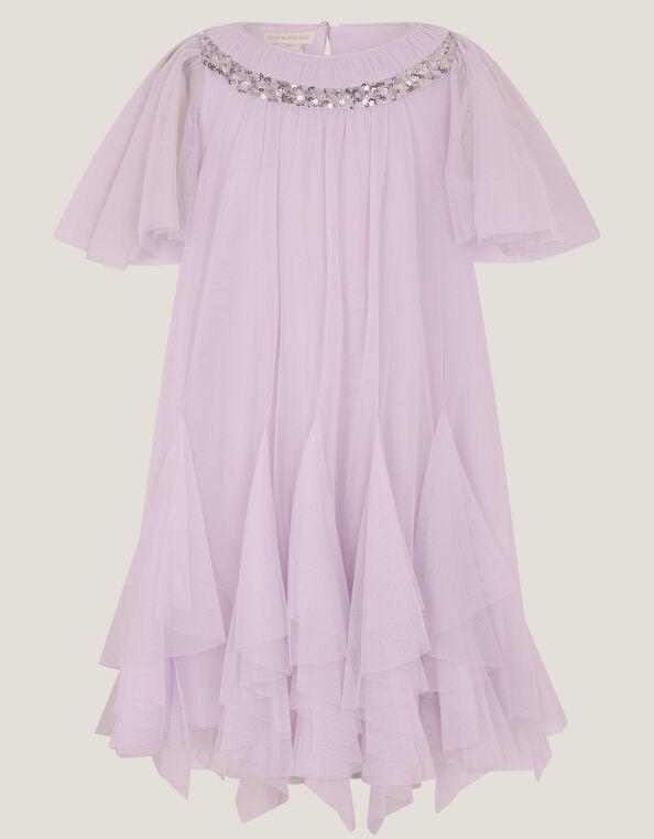 Nessa Sparkle Collar Waterfall Dress, Purple (LILAC), large