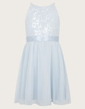 Keita Embellished Plisse Dress, Blue (BLUE), large