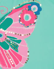 Embellished Butterfly Swimsuit, Blue (AQUA), large