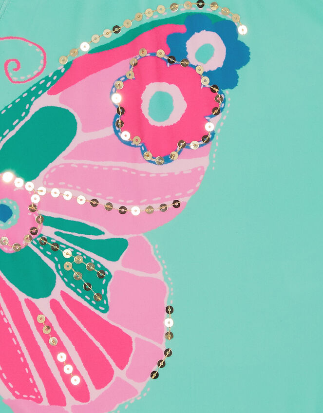 Embellished Butterfly Swimsuit, Blue (AQUA), large