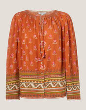 Amaya Floral Print Blouse, Orange (ORANGE), large