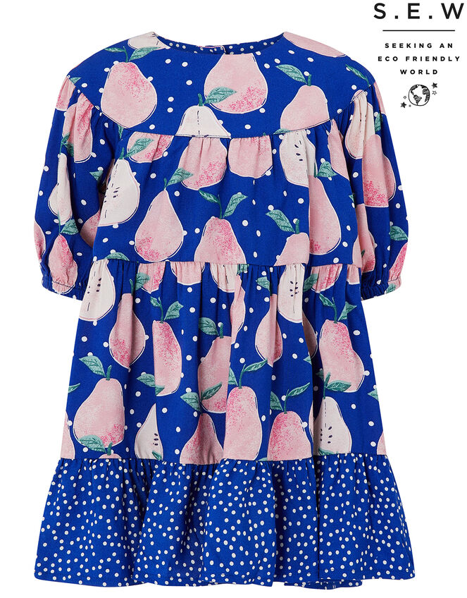 Baby Pear Printed Dress in LENZING™ ECOVERO™, Blue (BLUE), large