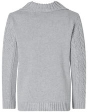 Cable Knit Cardigan, Grey (GREY), large