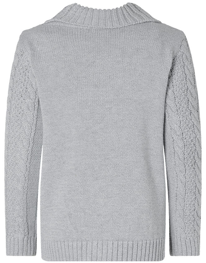 Cable Knit Cardigan, Grey (GREY), large