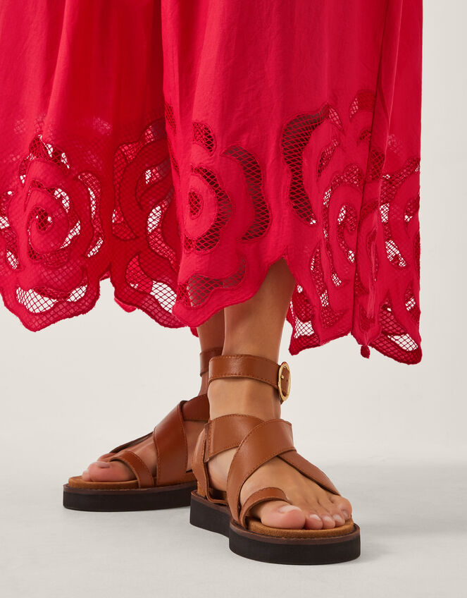 Grace Cutwork Midi Skirt , Red (RED), large