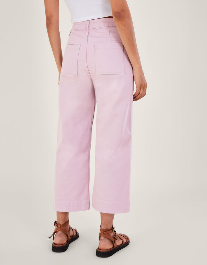 Wide Leg Crop Denim Trousers, Purple (LILAC), large