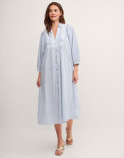 Callie Stripe Midi Shirt Dress, Blue (BLUE), large