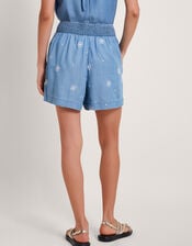 Lyrica Embroidered Denim Shorts, Blue (DENIM BLUE), large