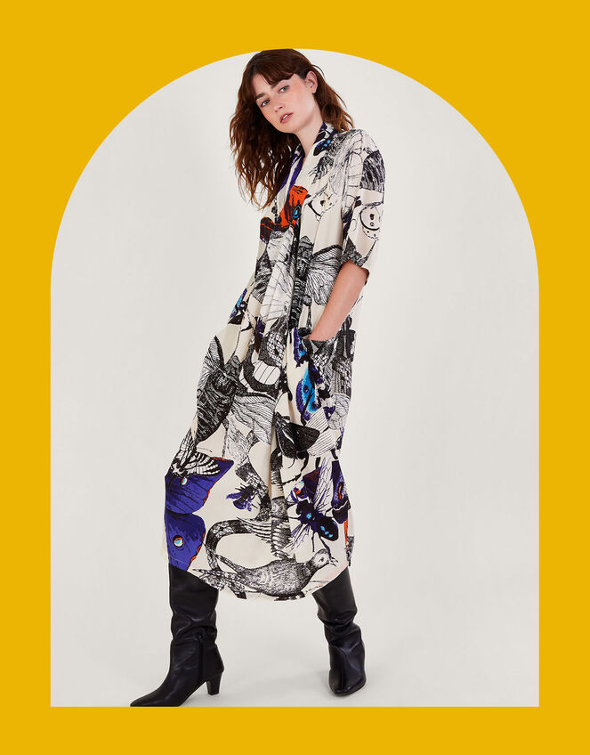 One Hundred Stars Butterfly Print Dress, Multi (MULTI), large