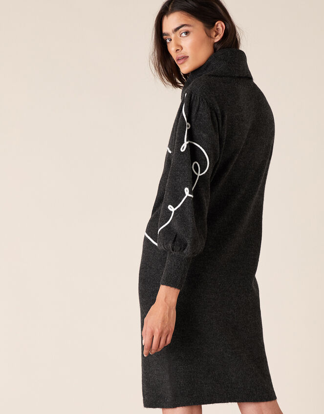 Cornelli Heart Knit Dress, Grey (CHARCOAL), large