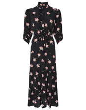 Mazi Floral Print Tiered Dress, Black (BLACK), large