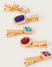 Mixed Treasure Jewel Hair Clips 5 Pack, , large