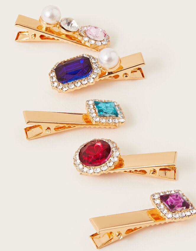 Mixed Treasure Jewel Hair Clips 5 Pack, , large