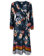 Shanie Floral Midi Dress, Teal (TEAL), large